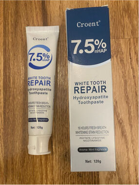 Croent®
7.5% nHAP CROENT WHITE TOOTH REPAIR Hydroxyapatite Toothpaste 120 grams